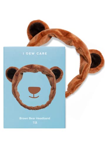 I DEW CARE | Face Wash Headband - Brown Bear | Spa day, Soft, Cute for Makeup, Shower