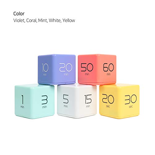 MOOAS | Cube Kitchen Timer, Kids Timer, Workout Timer |Timer for Studying, Cooking | White