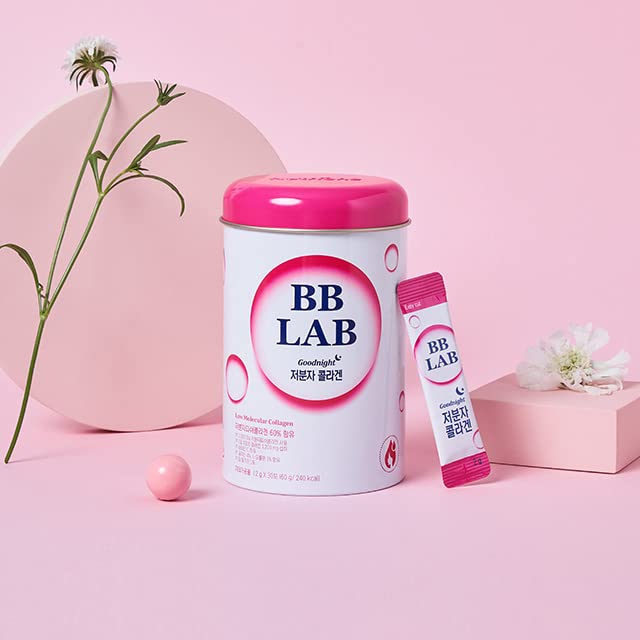 BB LAB | Good Night Collagen, Low Molecular Collagen Powder Stick Supplement | Vitamin C, Hyaluronic Acid, 12 Probiotics | Mix Berry Flavor | 30 sticks