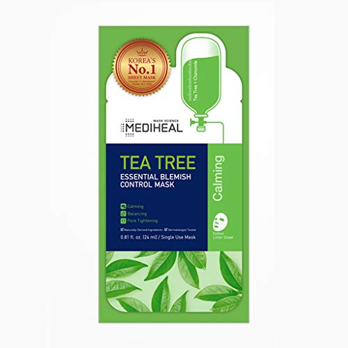 Mediheal Official | Tea Tree Essential Blemish Control Mask | Skin Soothing & Sebum Control Mask Pack for Sensitive Oily Skin | 10 Masks