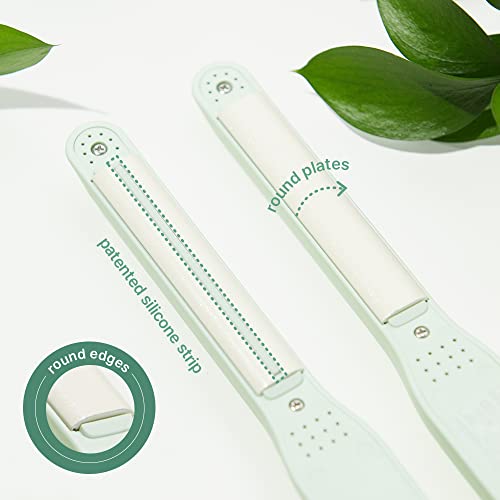 VODANA | Professional Softbar Flat Iron | Velvetbar Straightener Patented Technology, Ceramic Straightener, Silicone Bar | 0.5 inch, Melange Green)