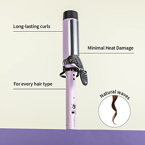 VODANA | Professional GlamWave Ceramic Curling Iron | Natural Curls | Curling Wand | 1.25 inch, Lavender