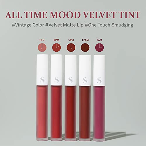 SAAT INSIGHT | All-Time Mood Velvet Matte Highly Pigmented Lip Stain Tint  | For Smudge-proof and Lasting Lip Makeup, Moisturizing Lip Gloss for Dry and Flaky Lips | 4g, color 7AM