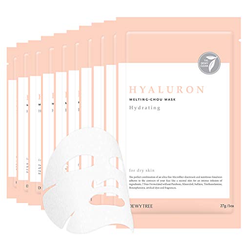 Dewytree | Hyaluron Melting Chou Mask | NMF, Hyaluronic Acid, Ceramide Contains Powerful Hydrating Facial Daily Mask Sheet, Superfine Fiber Sheet | 27g, 10 Pack