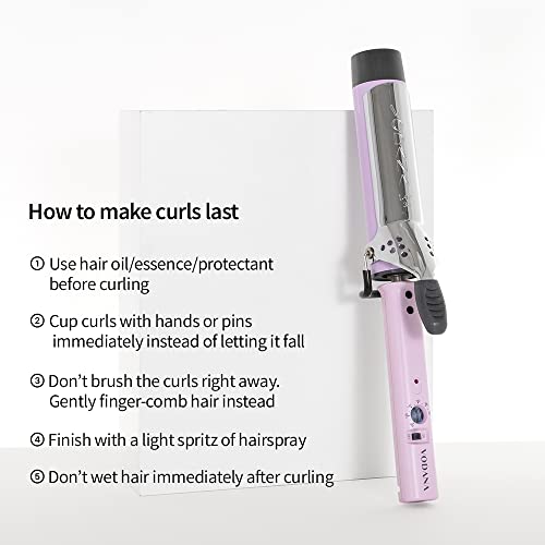 VODANA | Professional GlamWave Ceramic Curling Iron | Natural Curls | Curling Wand | 1.25 inch, Lavender