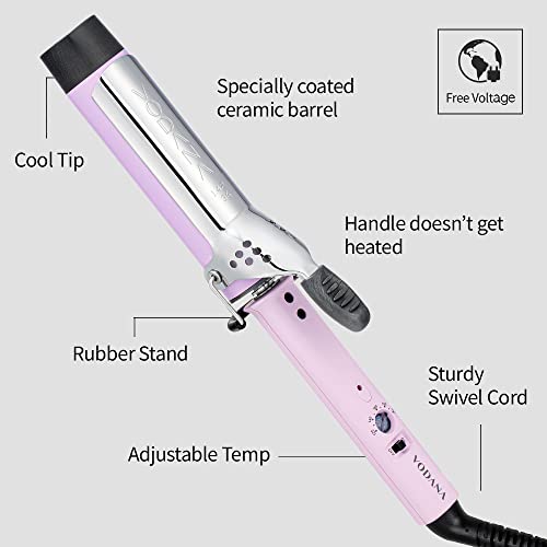 VODANA | Professional GlamWave Ceramic Curling Iron | Natural Curls | Curling Wand | 1.25 inch, Lavender