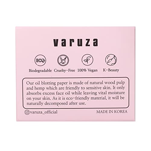 VARUZA | Biodegradation Natural Hemp Face Oil Blotting Paper with Mirror Case and Refills | CHERRY BLOSSOM | 600 Count (Refills Only)