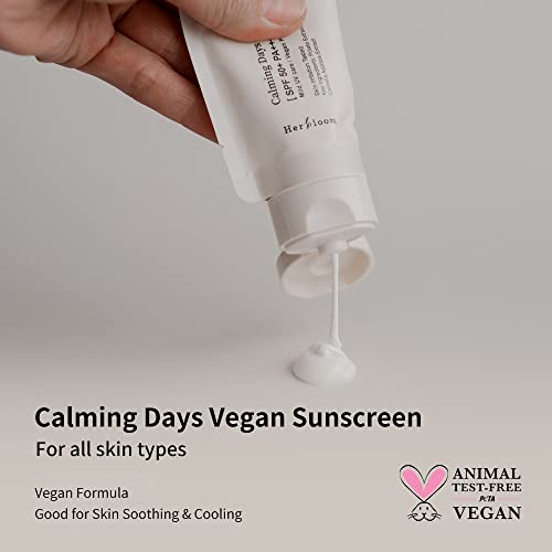 Herbloom | Calming Days Vegan Sunscreen | Organic Vegan Sunscreen, Aloe, Centella Sunscreen | Lightweight Formula for Sensitive Skin | SPF 50 | 1.69 fl.oz.