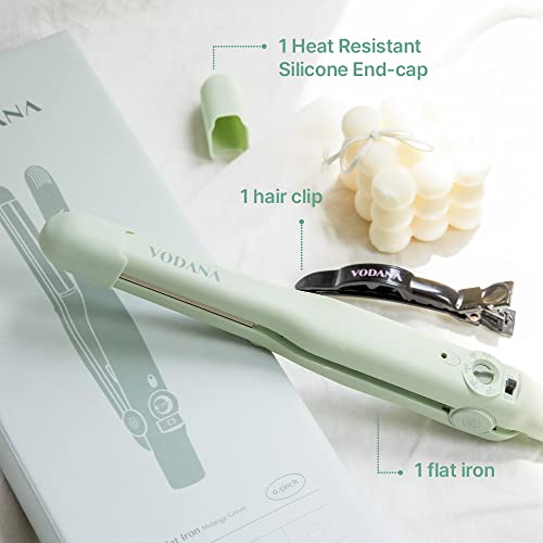 VODANA | Professional Softbar Flat Iron | Velvetbar Straightener Patented Technology, Ceramic Straightener, Silicone Bar | 0.5 inch, Melange Green)