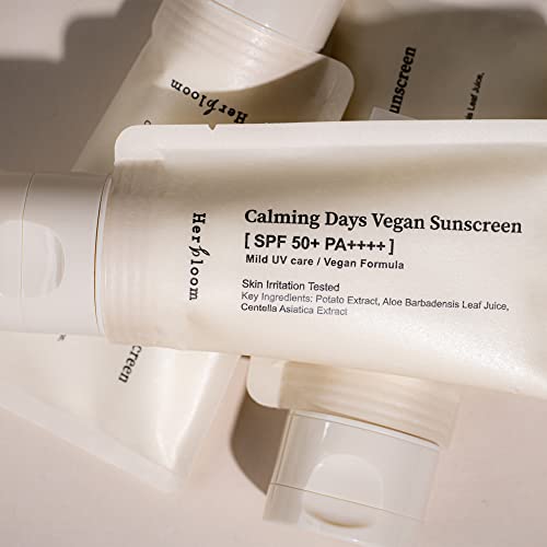 Herbloom | Calming Days Vegan Sunscreen | Organic Vegan Sunscreen, Aloe, Centella Sunscreen | Lightweight Formula for Sensitive Skin | SPF 50 | 1.69 fl.oz.