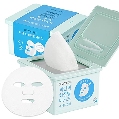 DEWYTREE | Hyaluronic Acid Moisturizing Mask Sheet for Perfect Makeup, Dispenser Type Refreshing Aqua Mask | Pick and Quick, Enriched with Amino Acids for Hydrating and Removing Dead Skin Cells | 30 Sheet