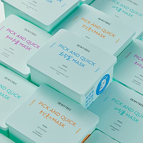 DEWYTREE | Hyaluronic Acid Moisturizing Mask Sheet for Perfect Makeup, Dispenser Type Refreshing Aqua Mask | Pick and Quick, Enriched with Amino Acids for Hydrating and Removing Dead Skin Cells | 30 Sheet