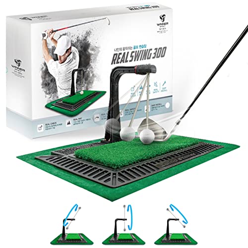 WINNER SPIRIT | Real Swing 300 Golf Swing & Hitting Trainer | Checking Path After Swing Practice Mat Groover Training Aid, Height Adjustable