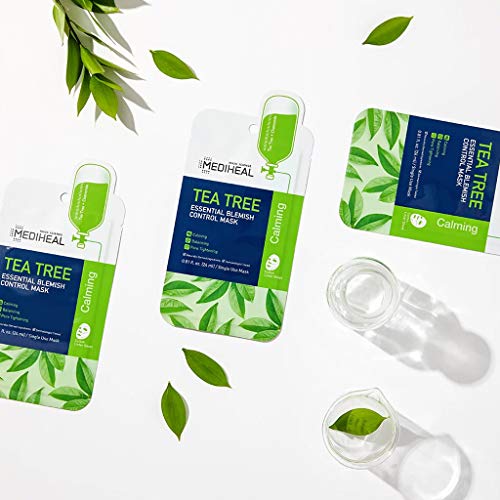 Mediheal Official | Tea Tree Essential Blemish Control Mask | Skin Soothing & Sebum Control Mask Pack for Sensitive Oily Skin | 10 Masks